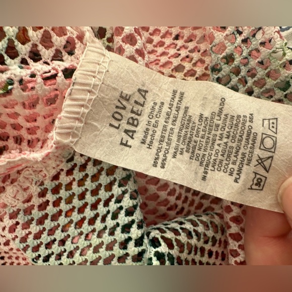 Love Fabela USA pink  pineapple mesh, long Beach cover-up tunic SZ S - Picture 6 of 7